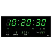 Led Calendar Electronic Clock Digital Wall Clock Alarm Hourly Chiming Temperature Table Clocks Home Black Green