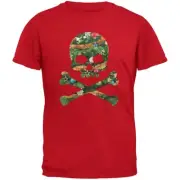 Skull And Crossbones Christmas Tree Cut Out Red Youth T-Shirt