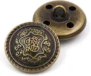 10Pcs Clothes Buttons - Retro Metal Sewing Buttons Shank Round Shaped Button Set for Blazer, Suits, Coat, Uniform, Jacket (30mm, Bronze#5)