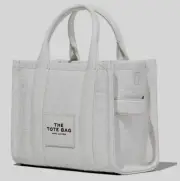 Auth NWT $425 Marc Jacobs Women’s The Croc- Embossed Leather Small Tote In Ivory