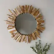 Round Mirror with Palo Santo, Selenite, Sunstone & Tourmaline Quartz – Boho arts
