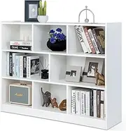 [Costway] 3-Tier Wood Storage Cube Bookcase, 8 Cube Open Shelf Storage Cabinet, Multipurpose Bookshelf, Display Shelf for Living Room, Bedroom, Kid's Playroom, Reading Nook