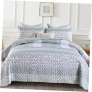 Green Quilt Size, Bohemian Stripe Quilt Sets 3 Pieces Boho King Light Green