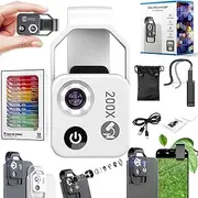 Gahwa Nano Zoom 200x for iPhone, 2025 Upgrade Pocket Microscope Camera, CPL Lens, Macro Lens for Mobile Phones (White)