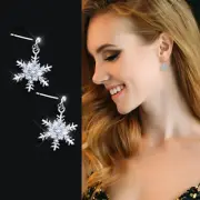 Silver Needle Studded Snowflake Earrings Personality Simple Earrings
