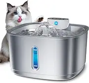 Stainless Steel Cat Water Fountain Wireless - 108oz/3.2L Cordless Pet Fountain with 4000mAh Battery, Motion Sensor & 3 Modes, Ultra Quiet Automatic Water Dispenser for Cats, Dogs, and Small Pets