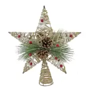 11 Inch Multicolor Star Tree Topper with Pinecones and Natural Fiber Decor