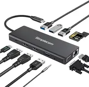 Simplecom CHN612 USB-C 12-in-1 Multiport Docking Station Dual HDMI + VGA Triple Display Gigabit LAN