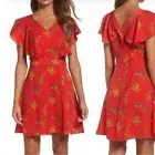 Nordstrom Chelsea28 Ruffle Red Fiery Tossed Flowers Dress SZ XL