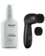 BROCCHI Electric Facial Brush & Moisturizing Shave Lotion Bundle