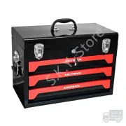 3 Drawers Steel Tool Box, with Lock, Red& Black