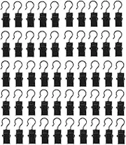 50pcs Curtain Clips for Drapes,Duty Hook Clip Small Metal Hangers for Outdoor Camp Tent Decor Vendor Booth Supplies Display Awning Light Party Art Photos Tablecloth, Black