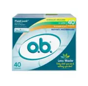 O.B. Fluid-Lock No Applicator Tampons.Multi Pack.40 count.3Sizes 12 Sealed Pack