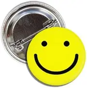 [Lunch Money] Smiley Face Classic Smile Yellow Button Pin Comedian's Badge, Metal