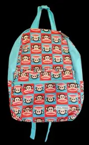 PAUL FRANK Monkey Julius All Around Graphic Print Blue Red Back Pack Bag NWT