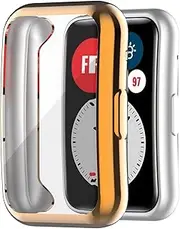 Protective Case Intended for Huawei Watch Fit (TIA-B09/TIA-B19)/ Fit New/Fit Special Edition（B39）Smartwatch Case Cover Bumper Full Protective TPU Protector Shell Frame Accessories (Rose Gold)