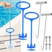 Jeyeou 2 Sets Skimmer Basket Handle, Universal Swimming Pool Skimmer Basket Handle Hook Pool Filter Basket Handle Fit All Inground Pool for Debris Removal Keep Hands Safe and Clean