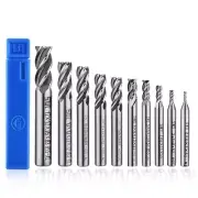 4-Flute End Mill Set, Metric CNC Milling Cutter Drill Bits Router 10Pcs