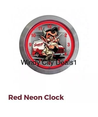 Snap On Tools 15 Inch Lighted Red Neon Wall Clock Shop Garage Man Cave NEW