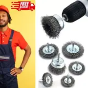 Wire Brush Wheel Cup Set 6 Piece For Drill 1/4 Inch Arbor 0.012 Inch Clean Rust