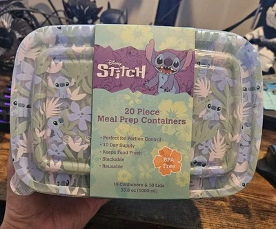 Disney Stitch 20 Piece Meal Prep Food Storage Containers BPA Free