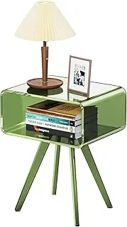 Acrylic Side Table, Nightstand Beside Table for Bedroom Living Room, Max Weight 50kg, 41 x 30 x 50 cm (Green)