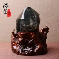 在飛比找樂天市場購物網優惠-濃墨天然白水晶原礦石 綠幽靈柱擺件 綠幽靈擺件 水晶柱擺件