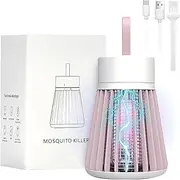 LED Mosquito Catcher Lamp, 1200mAh Rechargeable Electric & Fly Zapper Portable Indoor & Outdoor Mosquito Killer Lamp Bug Zapper Insect Repellent, Pest Control Trap for Camping (Garden Pink)