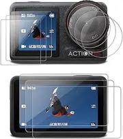 [3+3+3 Pack] TQLGY Screen Protector for DJI OSMO Action 5 Pro, [Back+Lens+Front] Screen for DJI Action 5 Pro Accessories with 9H Tempered Glass, Anti-Scratch, HD Clear