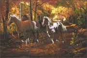 Ceramic Tile Mural Backsplash Kendrick Horses Equine Art POV-LKA031