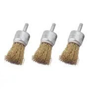 3pc Brass Wire Cup Wheel Brush Set-For-Drill Steel Metal Cleaning Rust Sanding