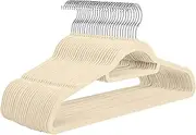 , Non-Slip Beige Suit Hanger, Space Saving Clothes Hanger Heavy Duty Adult Hanger, Hangers with 360°Swivel Hook, Pack of 50