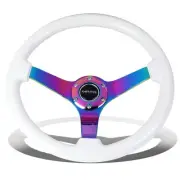 NRG Reinforced 35cm 3"Deep Dish White Wood Grain Neochrome Spoke Steering Wheel