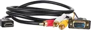 COHEALI 1Pc High Definition Multimedia to Vga Cable Adapter Audio Connecting Cable for Computer Tv DVD Easy Operation Efficient Interface Protection