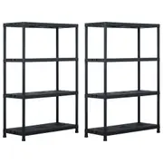vidaXL Storage Shelf Racks 2 pcs Black 220 kg 90x40x138 cm Plastic