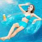 Space Mouth Design Floating Row Pool Float Lounge Bed with Handles for Stable