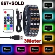3M 5V SMD USB LED STRIP LIGHTS TV BACK RGB COLOUR CHANGING & REMOTE CONTROL CAR