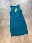 RRP 400€! New Versace Jeans Couture Blue Midi Dress Luxury Size M