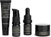 JSHealth Vitamins 4 Step Skincare Minis | Anti-Ageing Natural Vitamin Skincare - Mini Skincare Travel Set. Contains Balancing Vitamin Cleanser, Pro-Collagen Vitamin Serum, Luminous Vitamin Oil and Probiotic Vitamin Moisturiser