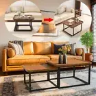 2x Wooden Nesting Coffee Table Stacking Side Table Anti-drop Raised Rim Tabletop
