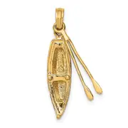14k Yellow Gold 3-D Boat W/Dangling Oars Charm