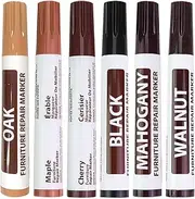 6 Colors Wood Repair Markers Wood Touch Up Markers for Scratches,Wood Pens for Scratches, Restore Finish for Wooden Floor Door Cabinet Chair