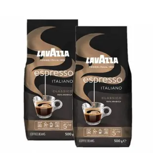 【LAVAZZA】黑牌Espresso中烘焙咖啡豆x2包組(500g/包)