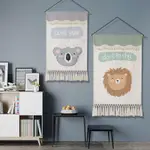 KDJ0UTHXPT 可愛小獅子雙層流蘇掛毯北歐INS兒童插畫裝飾掛布沙發背景牆布