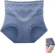 [OTEB] Lacyfit - Silky Comfort High Waist Hip Lift Panties, Lacy Tummy Control Panties, Daily Lift Tummy Control Panties with Lace(Blue,X-Large)