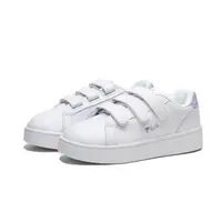 在飛比找PChome24h購物優惠-FILA 休閒鞋 白紫 黏扣帶 小白鞋 女 4C302X11