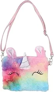 [Healvian] 1Pc Unicorn Plush Sling Bag Rainbow Color Shoulder Bag for Little for Storing Coins and Snacks Holiday Present Party Accessory