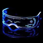 [Generic] Daseeme LED Visor Glasses 7 Colors Futuristic Glasses 3 Modes Light Up Glasses Cyberpunk Luminous Glasses for Adults Bar Cosplay Party