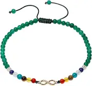 [Jewboo] 7 Chakra Infinity Beach Anklet Bracelet for Women Foot Worry Stone Relife Anxiety Jewelry Healing Crystals and Gemstones, 10, Stone, Green agate