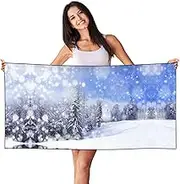 SAAKE Winter Landscape Print Bath Towels Soft Skin Velvet Beach Towel Oversized Adults Quick Dry Lightweight